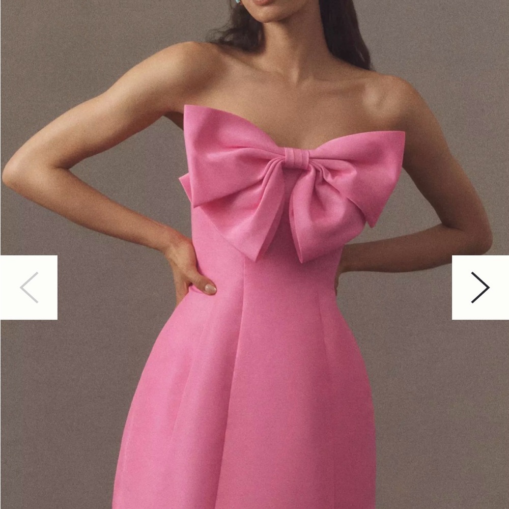 Mac Duggal Strapless Pink Dress with Statement Bow
